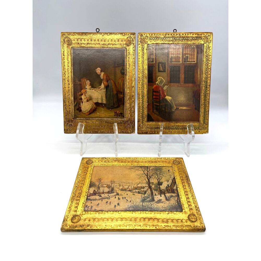 Vtg Osvaldo Bohm Fotografie Venezia Set of 3 Italian Photo Prints on Wood Italy